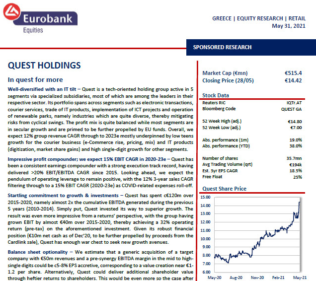 QUEST HOLDINGS - in quest for more