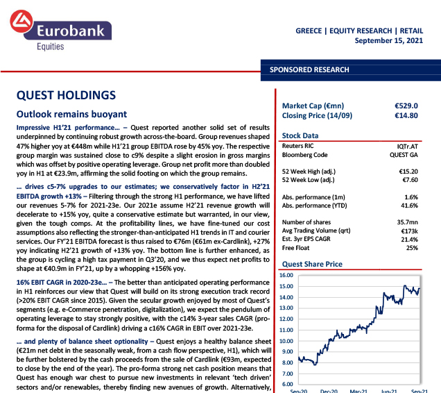 QUEST HOLDINGS - in quest for more